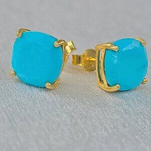 Turqoise Stud Earrings-Blue Trurqoise jewelry-gift
